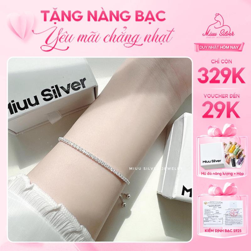 [Tặng 1 hũ đá phong thuỷ] Lắc tay bạc 925 Miuu Silver, vòng tay chốt dây rút