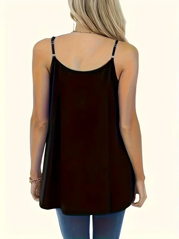 【Plus Size】 Plain Sleeveless Adjustable Strap Cami Top, Women's Plus Size Clothing for Summer Daily Wear 8