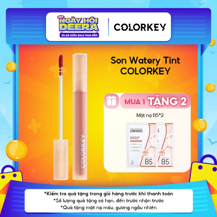 【CREATOR COLORKEY Son Watery Tint không Dính Cốc, mới đánh son sẽ có lớp son tint bóng, sau một thời gian sẽ set thành lớp nhung mờ lì 1.8g Son Môi