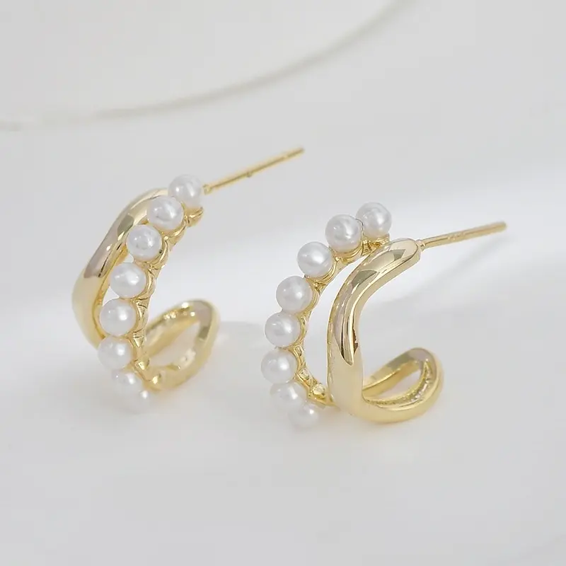 Khuyên tai dáng tròn phối hạt Thanh lịch 2