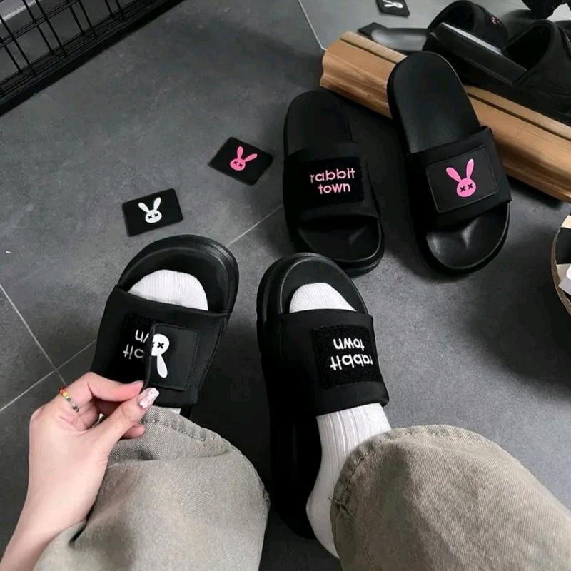 Dép Rabbit Town Quai Ngang Nam Nữ Kiểu Dáng Hàn Quốc Cao Cấp 'hot' Slipper DéP Cao Su Đế Bằng Đồng Jean DéP Shoes GiàY Sandals Có Quai