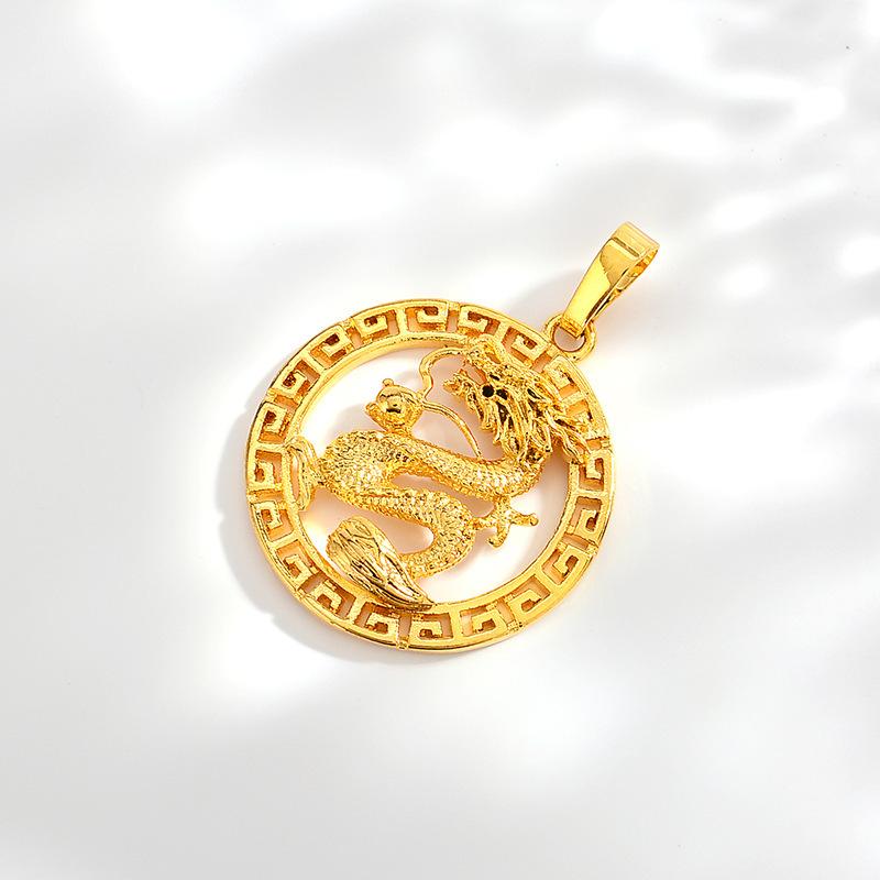Product Introduction of Elegant 18K Gold Sand Patterned Dragon Pendant  Non-Fading Necklace for Men and Women Great Gift for Birthdays and Anniversaries 4
