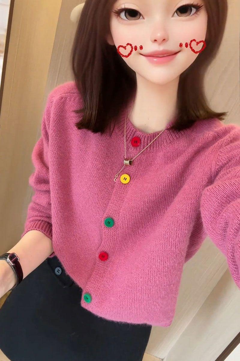 Product Introduction of Áo Cardigan Dệt Kim, Phong Cách Hàn Quốc, Chống Lão Hóa, Thiết Kế Cầu Vồng Thanh Lịch, Một Hàng Cúc, Cổ Tròn, Giống Như Len, Thích Hợp Cho Mùa Xuân, Hàng Mới Về, Phong Cách Lười Biếng, Áo Len Độc Đáo 8