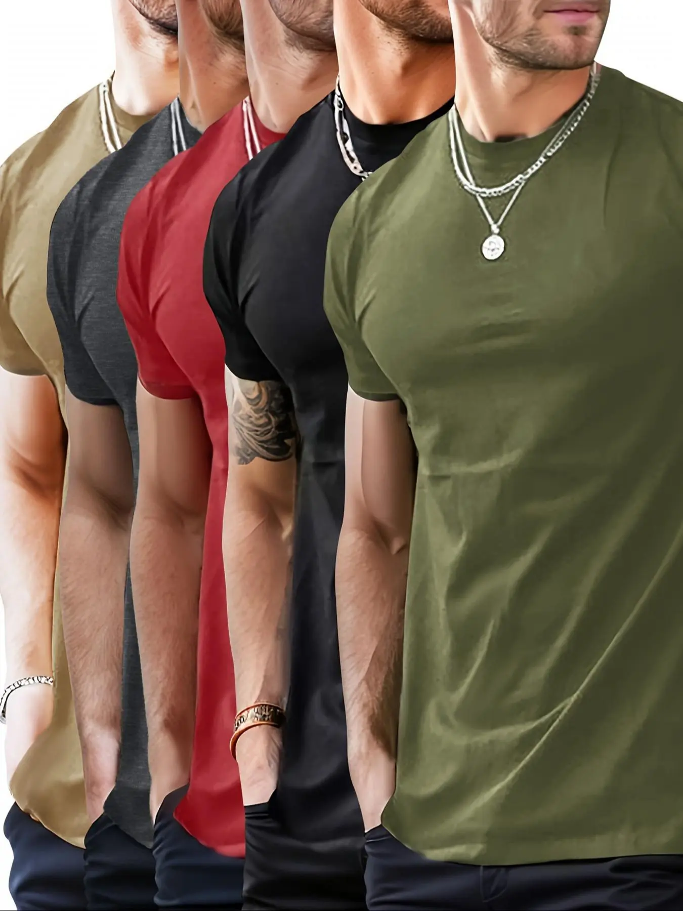Men's Solid Round Neck Tee, Regular Fit Casual Short Sleeve Crew Neck T-Shirt for Summer, Fashion Men's Top for Daily Wear, T Shirts for Men