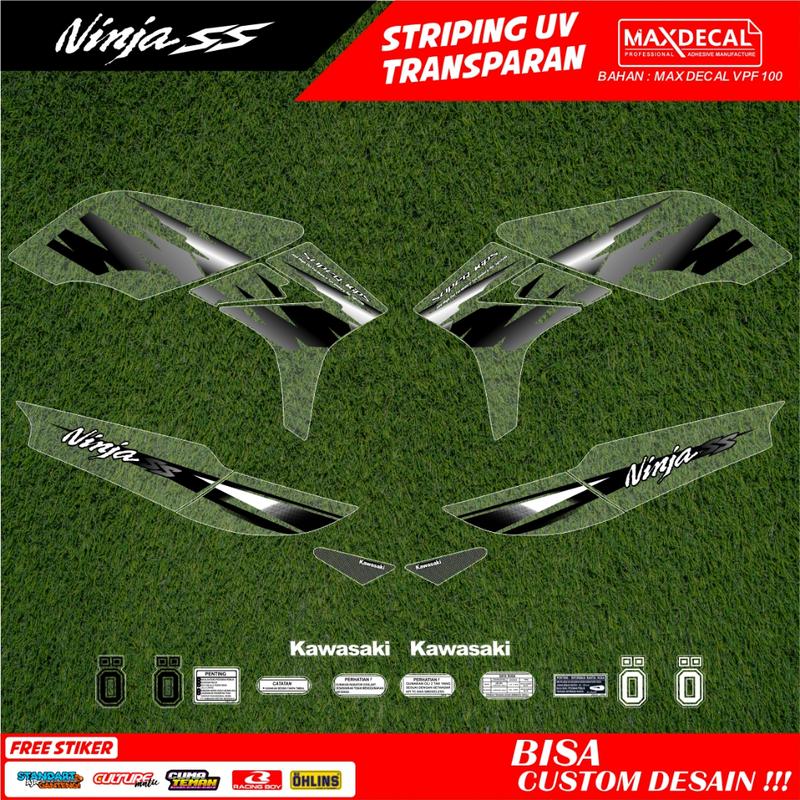 striping sticker ninja ss rr new transparan racing minimalis merah hijau biru hitam hologram nj-36 6