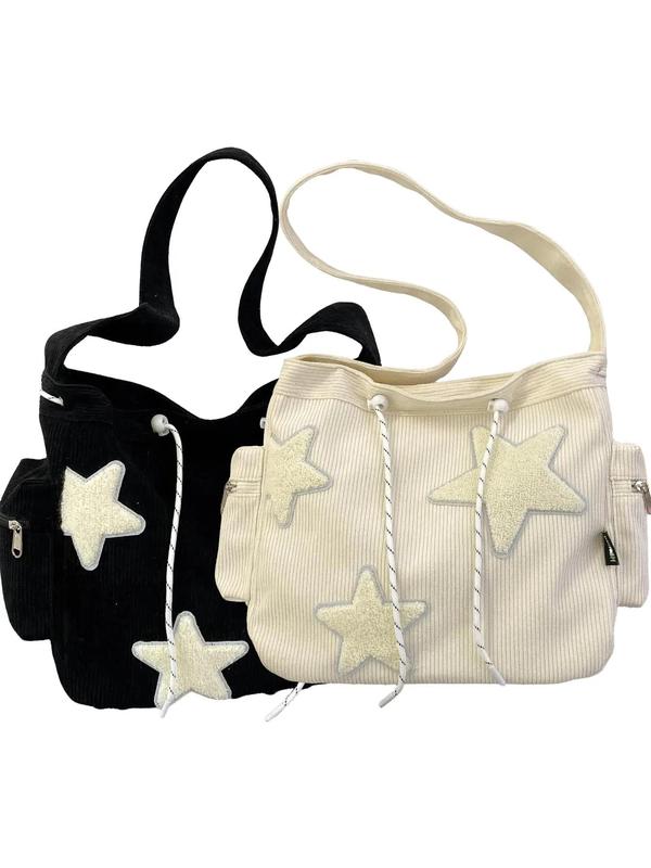 Women's Star Patched Design Tote Bag, Mother's Day Gift, Fashionable Large Capacity Shoulder Bag for Daily Used, Casual Trendy Versatile High-quality Daily Commuting Purse Bag, Girlfriend Gifts 5