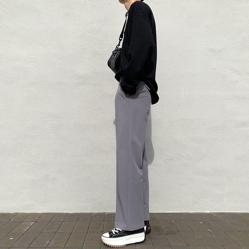 Product Introduction of Men's Spring Summer Wide Leg Dress Pants - Korean Style Loose Fit High Waist Office Trousers |   Trendy DK Straight Cut Formal Casual Pants for Students & Work 13