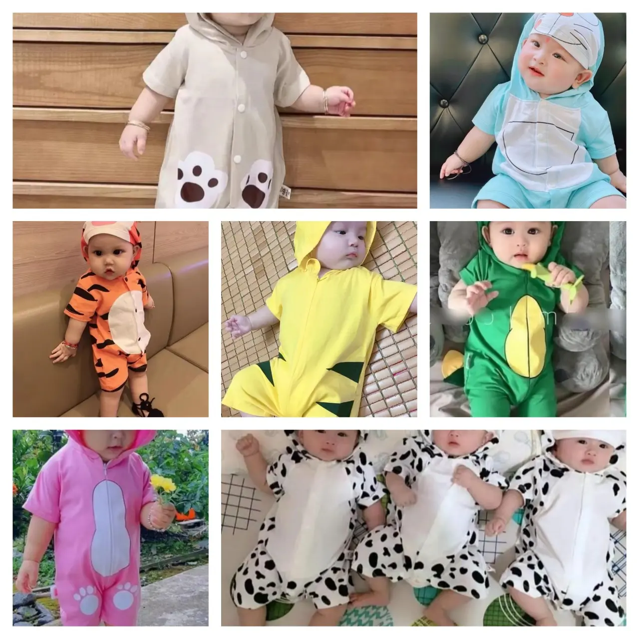 bộ body cotton ngắn tay hình thú đáng yêu từ 4-15kg Voi