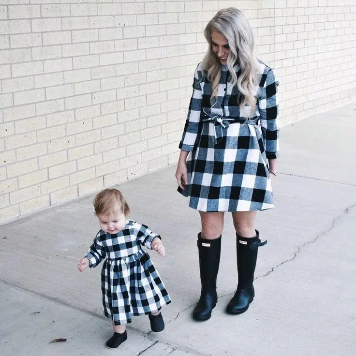 Couple mom and kids // Midi dress couple ibu dan anak perempuan // Couple baby Tartan // 2 in 1 baju ibu anak Pasangan 4