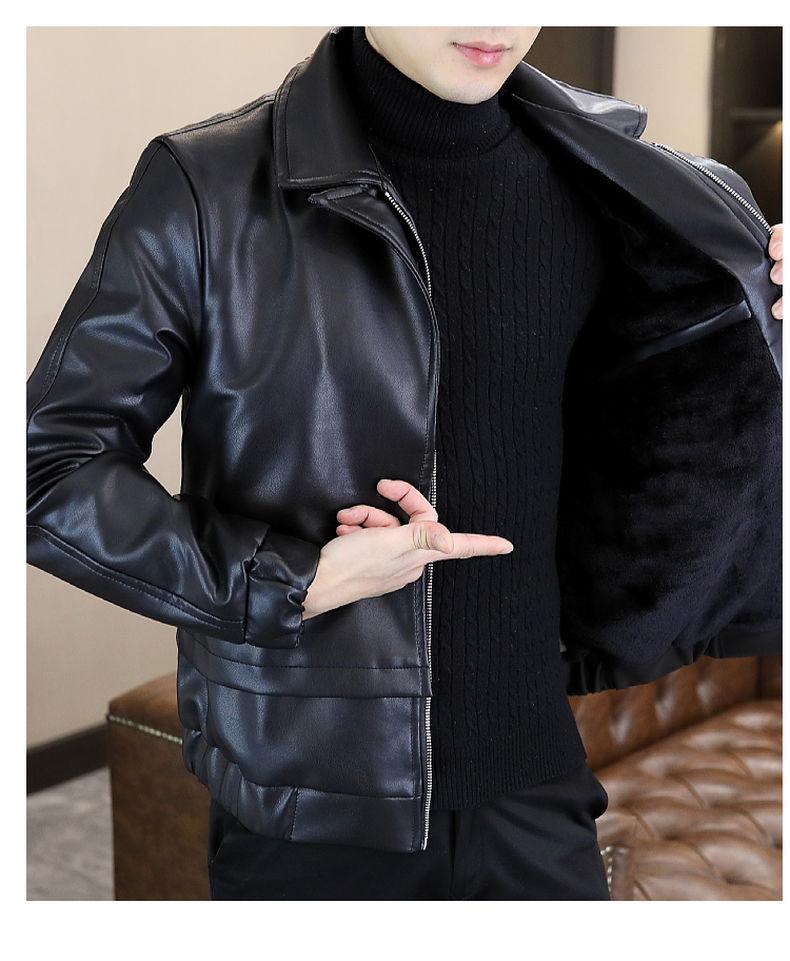 Product Introduction of High-End Leather Men's Casual Jacket Korean-Style Slim-Fit Motorcycle Clothing Leather Jacket Long-Sleeved Jacket Cold-Proof Raccoon Coat Parent 38