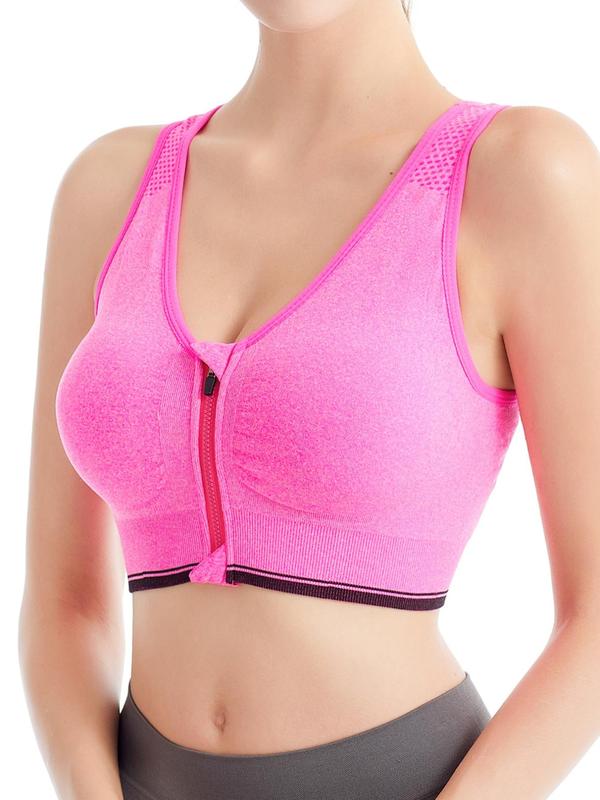 Women's Front Zipper Bras, Casual Contrast Binding Lingerie Top, Soft Comfortable Lingerie Underwear for Women, Clothing 4