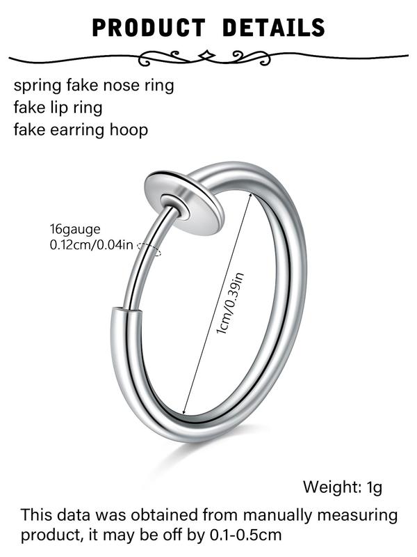 Simple Stainless Steel No Piercing Earring, 2 Pairs Fashionable Earrings for Women & Men for Party, Daily Clothing Decor, Trendy All-match & Exquisite Jewelry for Birthday Gift 6