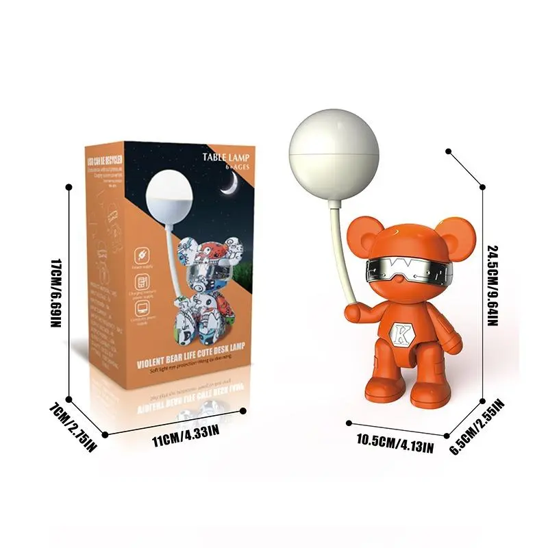Cartoon bear design moon light, gift USB charging cable, rechargeable night light, creative romantic atmosphere light, children's room bedroom decoration, bedroom lamp, children's bedroom essential, children's gift 3