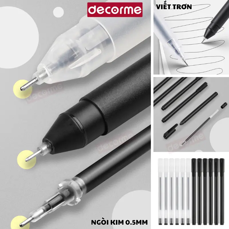 Bút gel nắp cài mực đen xanh đỏ - mực khô nhanh ngòi 0,5mm [chọn đúng phân loại tặng quà] 2
