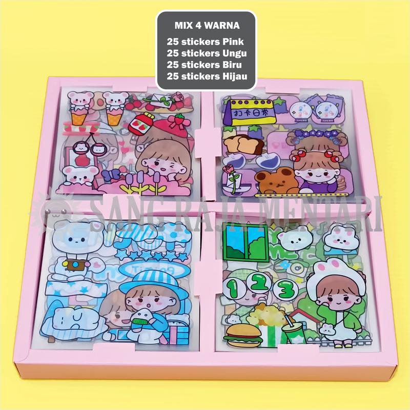 Stiker Momo Waterproof Dapat Box isi 100 Lembar | Sticker Kartun Korea Dekorasi Aesthetic Botol Minum Tumblr Viral Lucu Paper 3