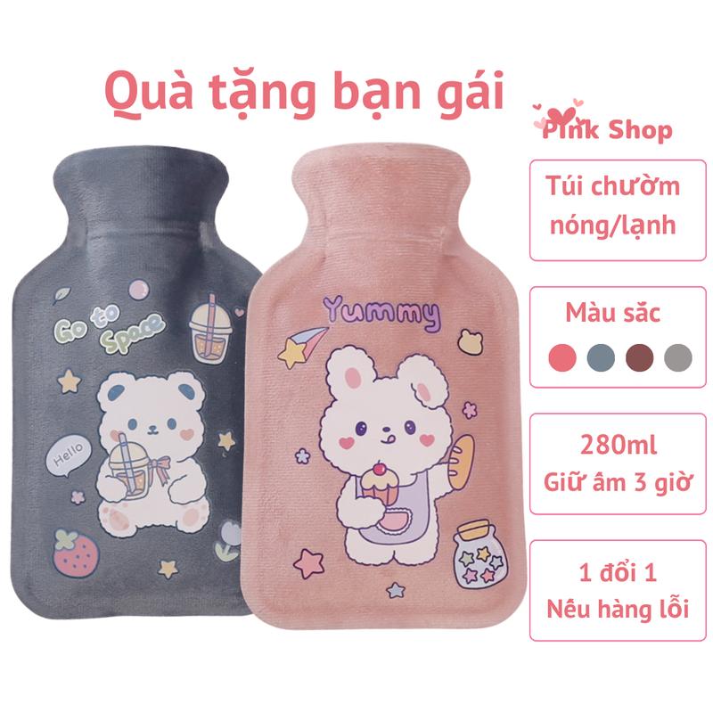 Túi chườm nóng lạnh lông mịn Hoạt hình dễ thương Giảm đau bụng kinh Hạ sốt hỗ trợ phục hồi vết thương