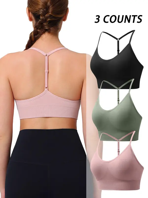 Women's Solid Color Sports Bra, Adjustable Strap Y Back Design Bra, Breathable Comfortable Sports Bra for Yoga Gym Workout Exercise, Activewear, Workout Clothes Women 5