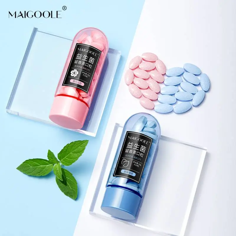 Kem Đánh Răng Trơn Maigoole, 30 Viên, Dạng Hạt, Nước Súc Miệng, Cầm Tay, Làm Sạch Răng, Sáng Màu, Thơm Miệng, Kháng Khuẩn, Loại Bỏ Mảng Bám