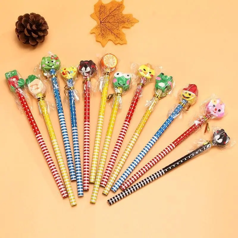 BISA COD S5691 Pensil Karakter + Penghapus Pensil Lucu / Pensi Ada Penghapus Karakter Unik Lucu Kayu Stationery 5