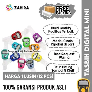 1 LUSIN (12 PCS) Tasbih Digital MINI Cincin Fitur Counter Hitung Reset Murah Multifungsi Untuk Wirid Ibadah Sholat Dzikir