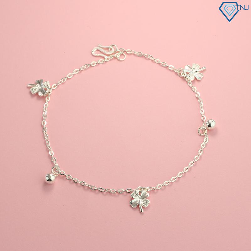 Lắc chân nữ bạc thật hình cỏ 4 lá LCN0068 - Trang Sức TNJ