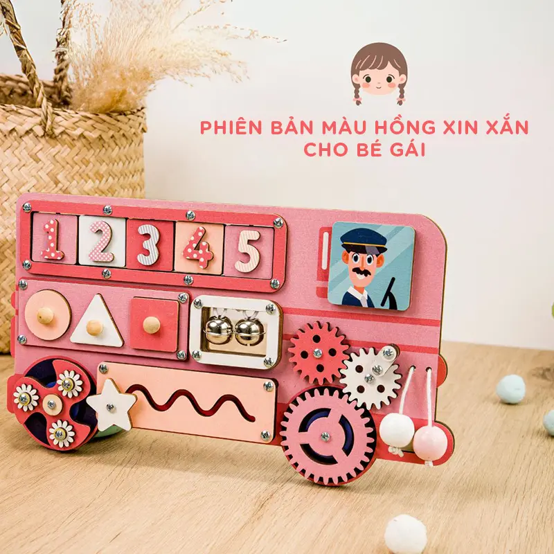 Đồ chơi cho bé từ 0-3 tuổi , bảng trò chơi thông minh xe Bus bận rộn phát triển tư duy DOHA TOYS - DH 02 hộp bận rộn