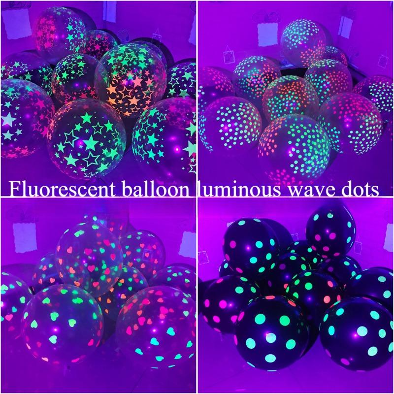 Product Introduction of Fluorescent Balloon Luminous Wave Dot Neon Balloon Party Decoration Candy Dot Halloween Transparent Set Balloon 0