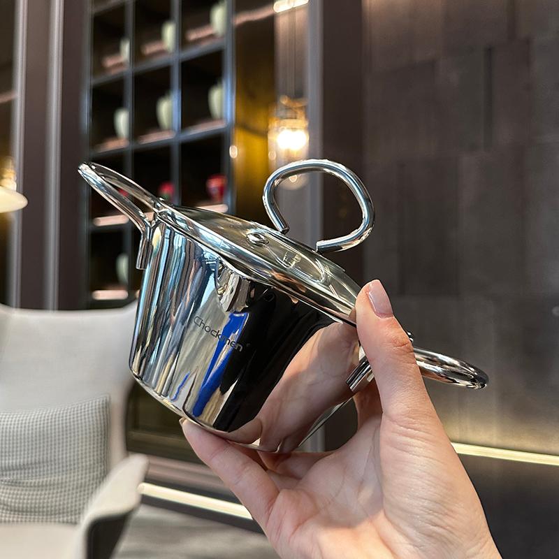 Nồi inox 304 Chockmen 13cm mini 3 lớp bếp từ xuất Âu chất liệu thép không gỉ 18/10