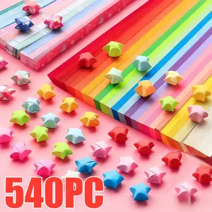 540 Lembar Kertas Origami Bintang - Warna-Warni Cerah, Buat Craft Bintang Hadiah