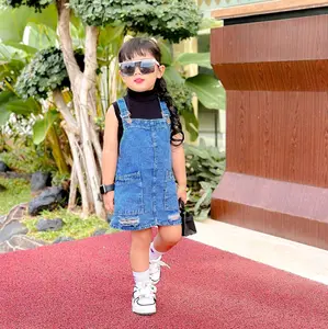 Overall Rok Jeans Sobek Anak Perempuan 1-7 Tahun Denim Bayi