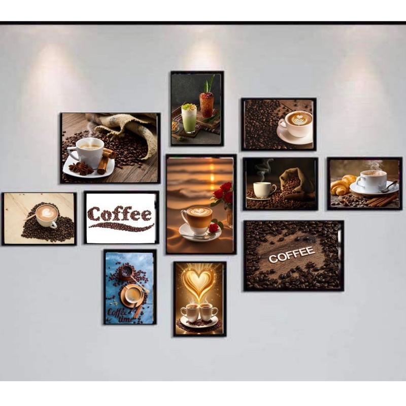 Cà Phê Mẫu 11 tranh trang trí quán nước dán Tường Decor Phòng Decal tranh fomex nhẹ 5mm kèm băng keo
