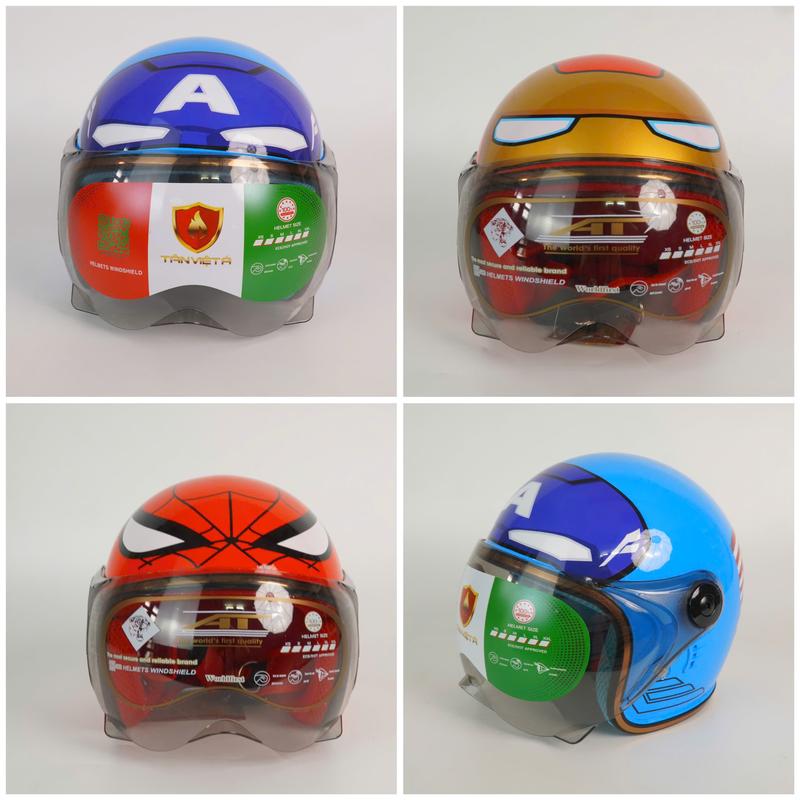 MŨ BẢO HIỂM AT 3 4 KÍNH SIÊU ANH HÙNG PHI HÀNH GIA CHO BÉ TỪ 4-14 TUỔI ĐA DẠNG MÀU SẮC CHÍNH HÃNG