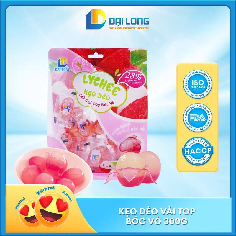 [GÓI 300g] Kẹo dẻo vải TOP bóc vỏ Đại Long chiết xuất từ nước trái cây thơm ngon ăn vặt dành cho mọi người Candy  Thức Ăn Snack Food Chua kẹo dẻo bóc vỏ peeling keo jelly xoài banh