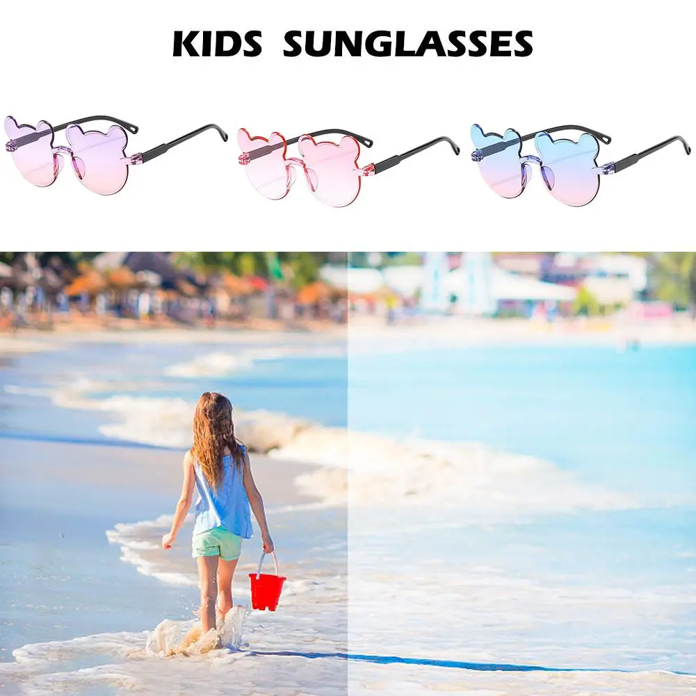 Korean Version Fashion Cute Gradient Color Bear Conjoined Piece UV Protection Children Sunglasses