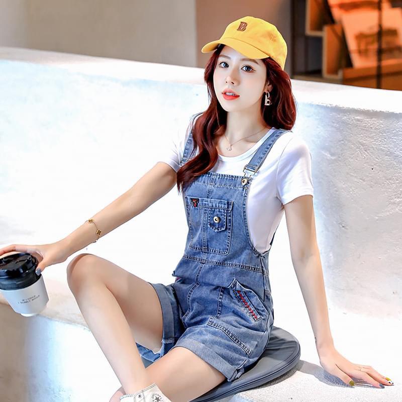 Yếm quần Jean có dây đai điều chỉnh cho nữ 40-60kg 4
