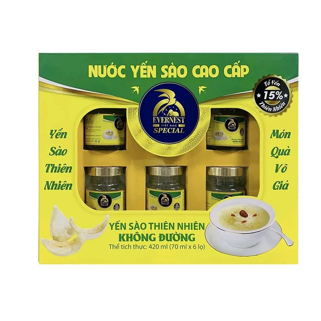 Nước yến sào SCNEST/EVERNEST 15% tổ yến chưng đường phèn cao cấp (6 lọ/hộp)