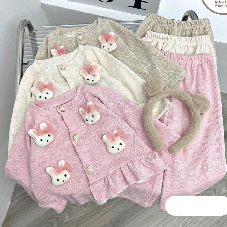 Quần Áo Trẻ Em, Bộ Len Lông, Áo Cardigan Phối Quần Xuông Chất mềm mịn Cho Bé Gái Từ 8-20kg