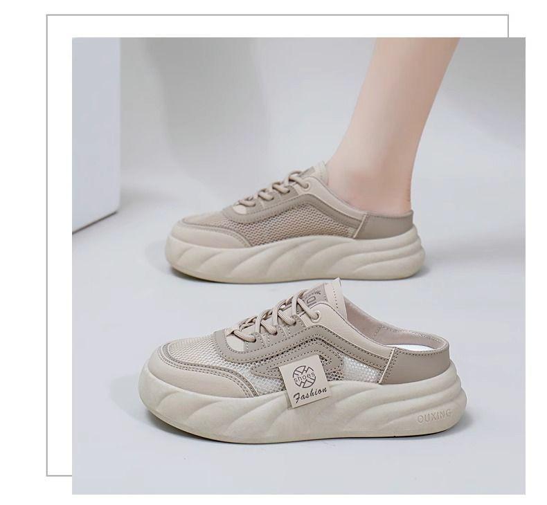 Product Introduction of Snow Lauder Slip-on Half Slippers Women's Summer 2024 New Breathable Mesh Red Ins All-Match Sneakers 17