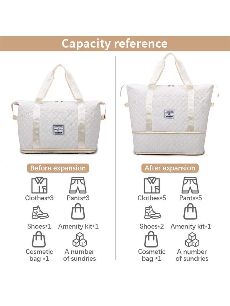 Product Introduction of Waterproof Letter Label Decor Large Capacity Travel Bag Set, Dry & Wet Separation Duffel Bag & Toiletry Bag, Lightweight Travel Bag for Women & Men 3