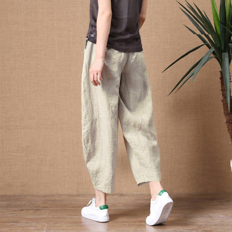 Quần Ống Rộng, Cỡ Nhỏ Và Cỡ Lớn, Dành Cho Nam Và Nữ, Chất Liệu Vải Lanh Và Cotton, Dáng Rộng Vừa Vặn, Dễ Phối Đồ, Dài Đến Mắt Cá Chân, Quần Thường Ngày Thích Hợp Mặc Ngoài Trời, Hàng Mới Về Mùa Hè 2024 Menswear Pants 4