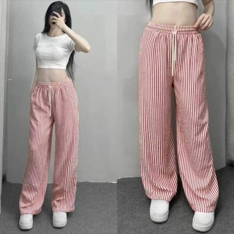 [CHẤT XỊN QC] Quần suông kẻ sọc nữ - Quần kẻ ống rộng - Dáng suông nữ - Chất đũi thô nhăn Women Ong Sọc Kẻ 3