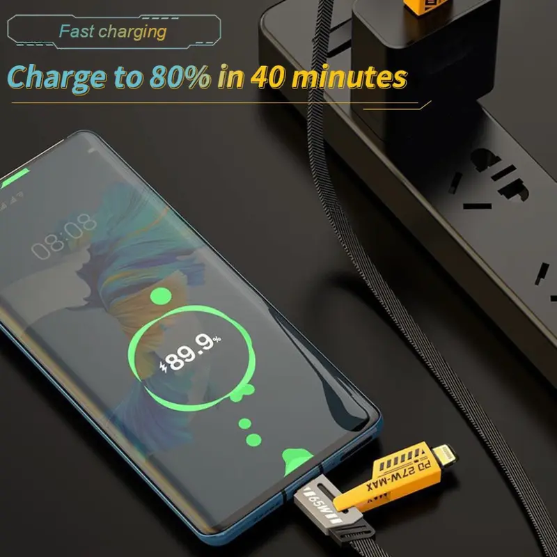 Dây Cáp sạc nhanh 4 in 1 PD22.5W sạc Usb-Type C , Type C-TypeC, Type C - Lightning, USB - laining - Đa năng đa dụng  Phụ Kiện Sạc Điện Thoại 6