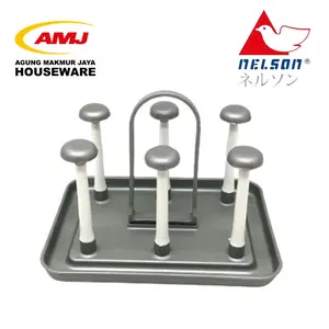 RAK TEMPAT GELAS PLASTIK / GLASS STAND SILVER NELSON