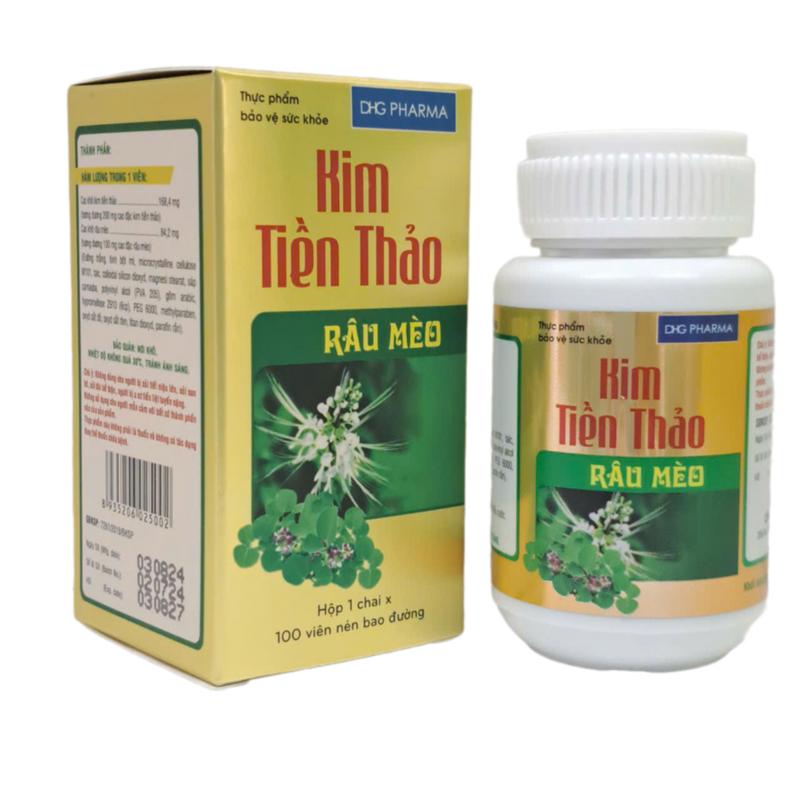  Kim tiền thảo Râu Mèo DHG  hỗ trợ bài tiết cặn sỏi - mỗi hộp 100 viên 