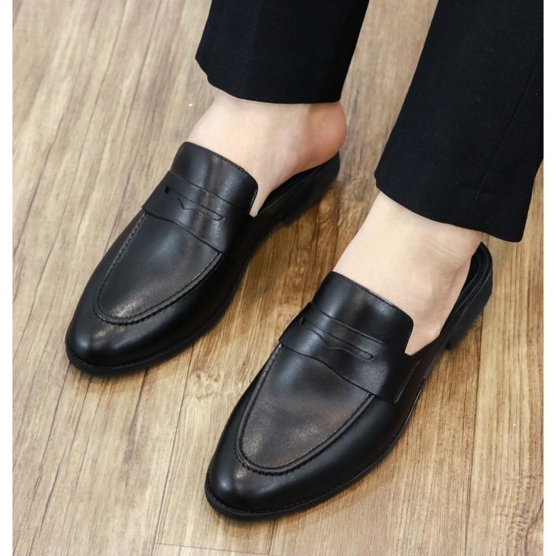  Giày tây sục giày tây hở gót nam da mềm phối đai đế su mềm 