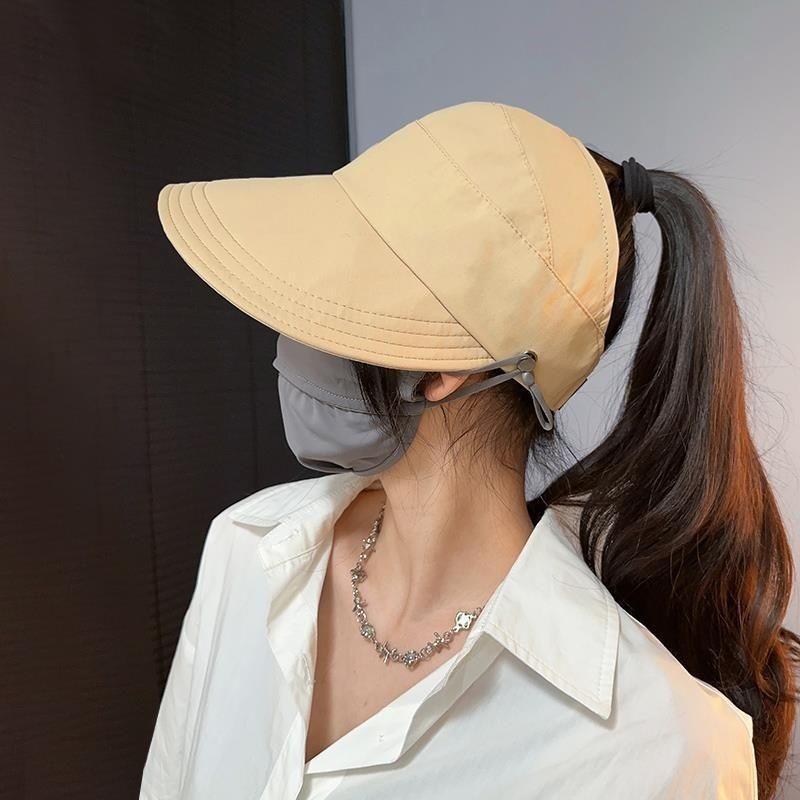Mũ Chống Nắng, Nửa Đầu Hàn Quốc, Mũ Bucket Đi Bộ Đường Dài Hai Vai, Mũ Mềm Vành Lớn, Thời Trang, Làm Bằng Bông, Thích Hợp Cho Các Hoạt Động Thường Ngày Mũ Lông Ngựa, Mũ Tai Xếp Ly Cho Nữ 1