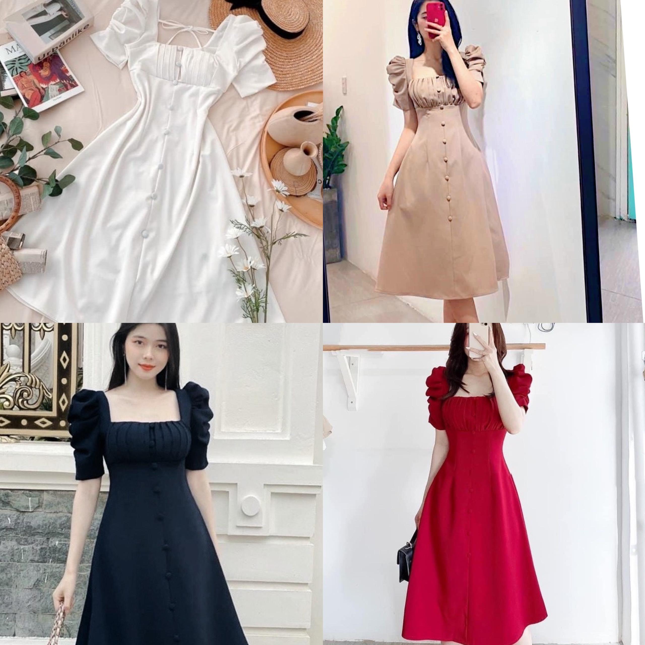 [Xả Kho] Thời Trang Bigsize Váy Dự Tiệc 50 - 100Kg Dễ Thương Nữ Cotton Dress Đỏ Women Đen - A.1084