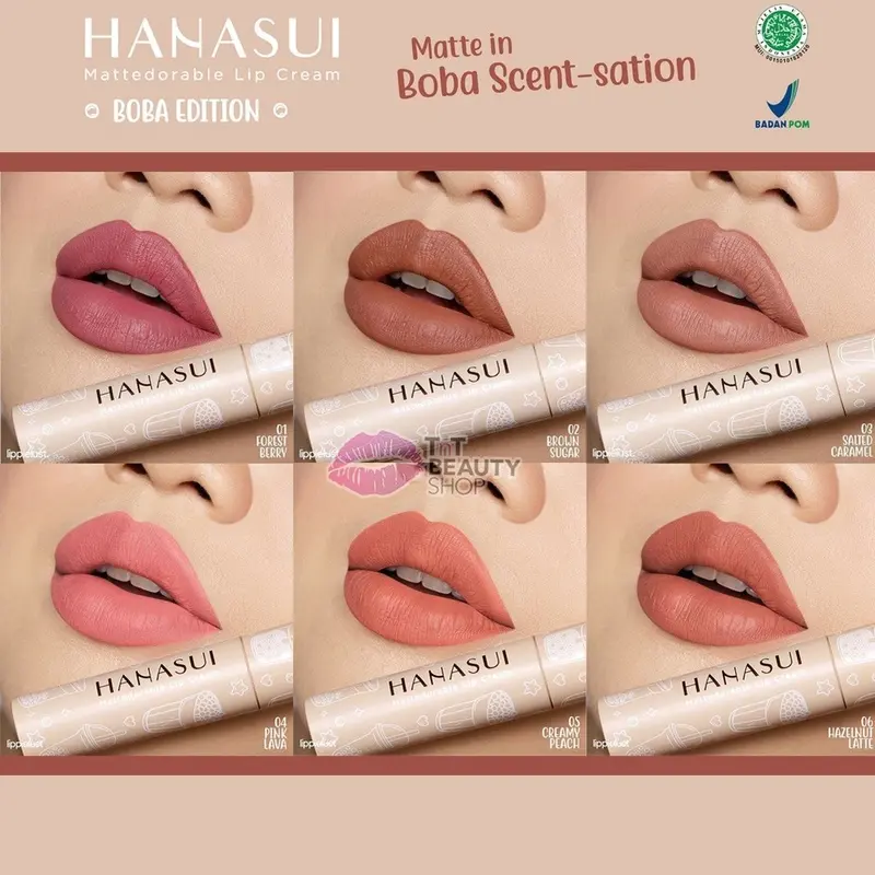 Hanasui Mattedorable Lip Cream | Tintdorable Lipstain | Boba Series | Matcha Series Gloss Lipstick Lipcream Lipstik Waterproof 4