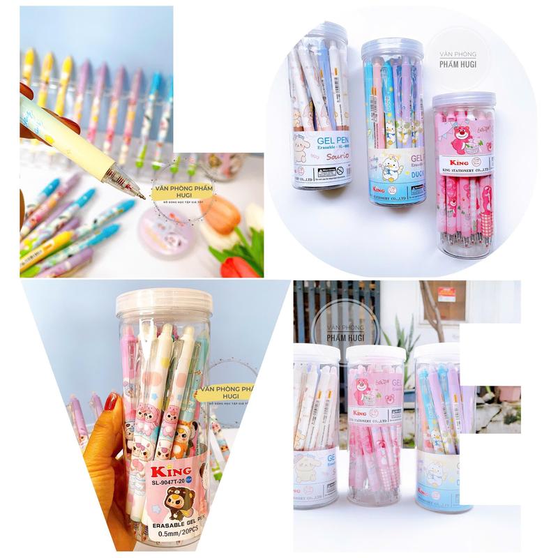  Lon 20 Cây Bút Gel Bấm Tẩy Xóa Được Cao Cấp Baby Three và Nhiều Mẫu Dễ Thương  Mực Xanh Tím  