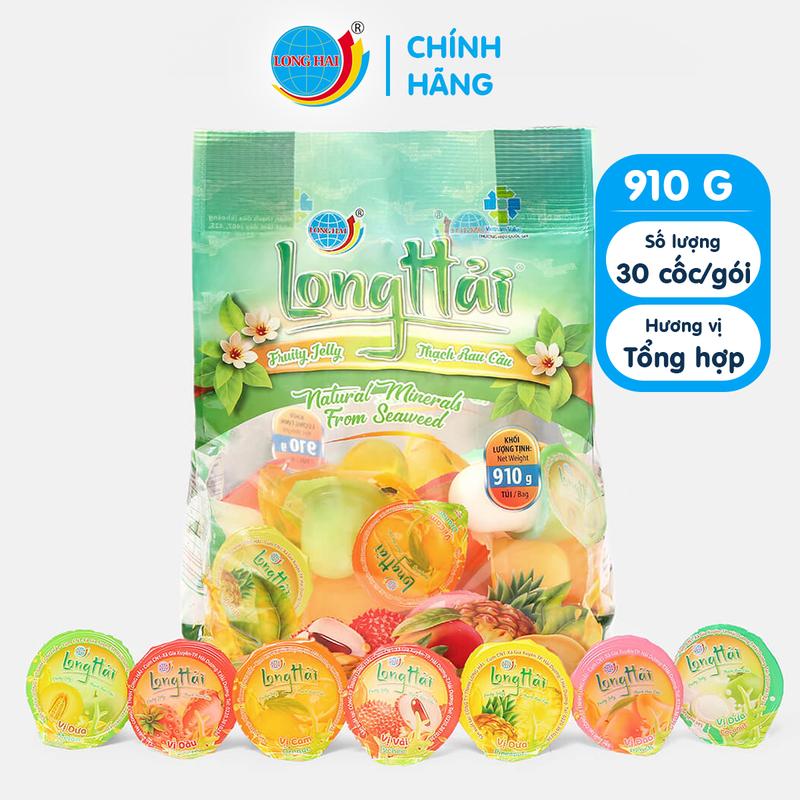 Thạch Rau Câu Long Hải Hương Vị Tổng Hợp Trọng Lượng 910 G Túi Kqx Ăn Vặt Snack Food Thức Ăn